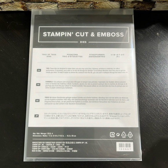 NWT Stampin' Up! TRIO OF TAGS DIES #150667 - Set of 4 Dies - Picture 3 of 5